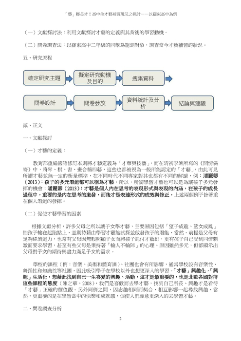 「藝」展長才!高中生才藝補習現況之探討——以羅東高中為例 「藝」展長才!高中生才藝補習現況之探討——以羅東高中為例
