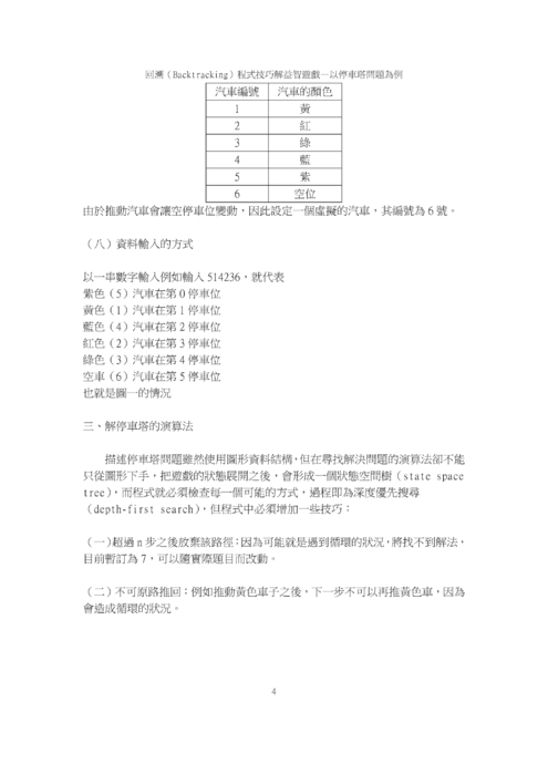 回溯（backtracking）程式技巧解益智遊戲—以停車塔問題為例1