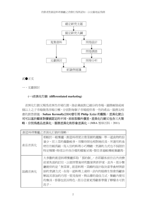 消費者對創意料理餐廳之消費行為與認知─以宜蘭地區為例