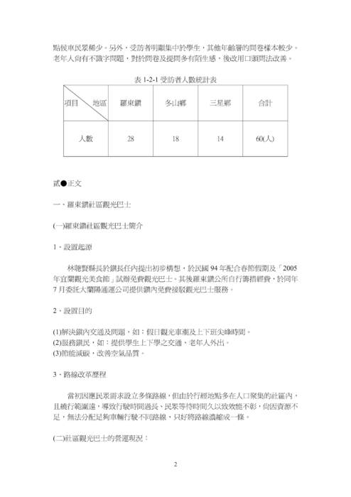 探討宜蘭縣免費巴士的特色以及服務成效―以羅東鎮、冬山鄉、三星鄉為例 探討宜蘭縣免費巴士的特色以及服務成效―以羅東鎮、冬山鄉、三星鄉為例