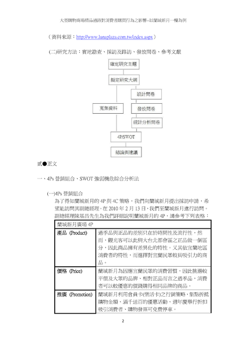 大型購物商場精品通路對消費者購買行為之影響--以蘭城新月一樓為例 大型購物商場精品通路對消費者購買行為之影響--以蘭城新月一樓為例