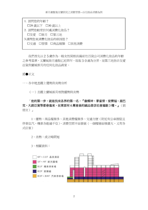 蘭城新月進駐對宜蘭地區消費者的影響 蘭城新月進駐對宜蘭地區消費者的影響