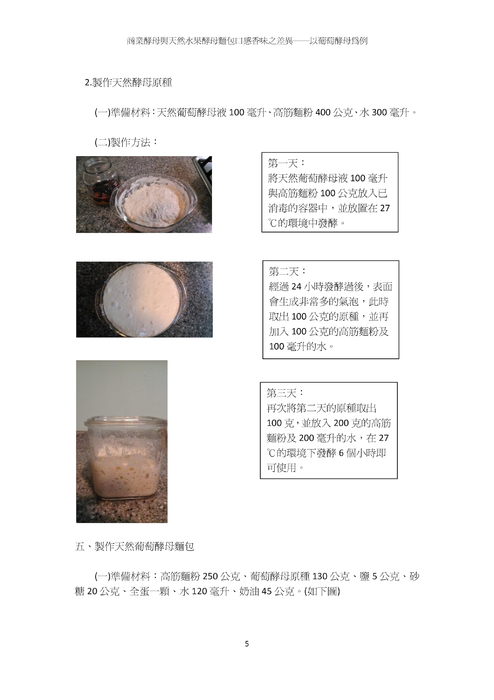 商業酵母與天然水果酵母麵包口感香味之差異 商業酵母與天然水果酵母麵包口感香味之差異