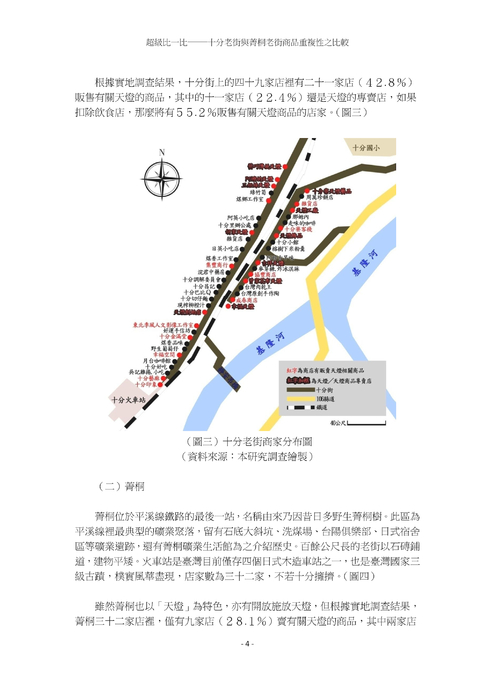 超級比一比──十分老街與菁桐老街商品重複性之比較 超級比一比──十分老街與菁桐老街商品重複性之比較