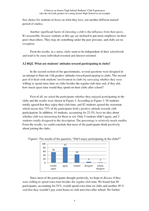 a survey on senior high school students’ club experiences