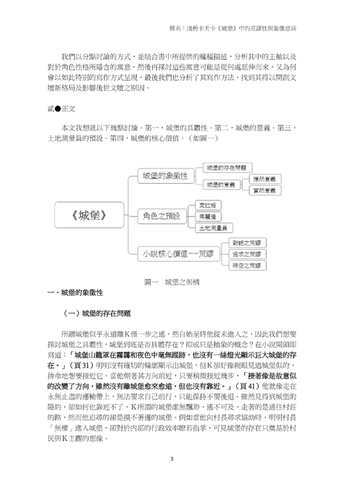 淺析卡夫卡《城堡》中的荒謬性與象徵意涵 淺析卡夫卡《城堡》中的荒謬性與象徵意涵