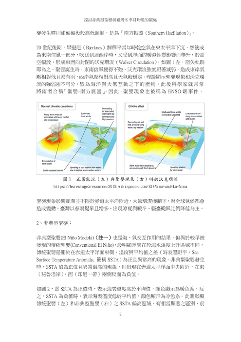 探討非典型聖嬰與臺灣冬季月均溫的關係