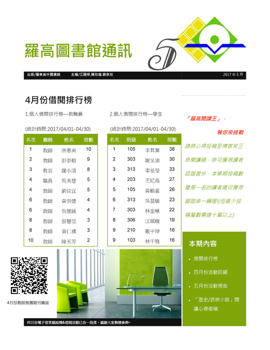 羅高圖書館通訊201705 羅高圖書館通訊201705
