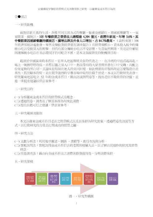 宜蘭傳統早餐店經營模式及消費客群之研究─以羅東金成米苔目為例