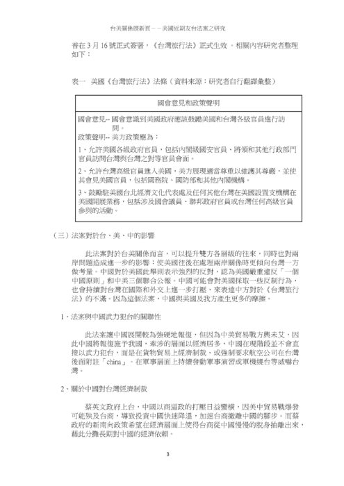 台美關係展新頁--美國近期友台法案之研究 台美關係展新頁--美國近期友台法案之研究