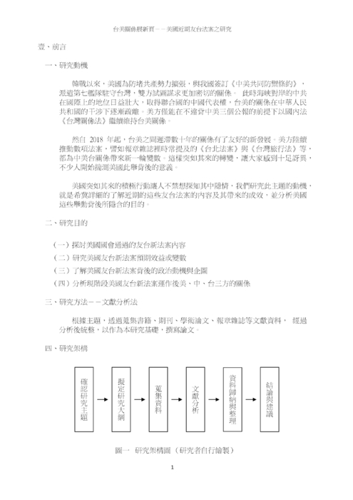 台美關係展新頁－－美國近期友台法案之研究