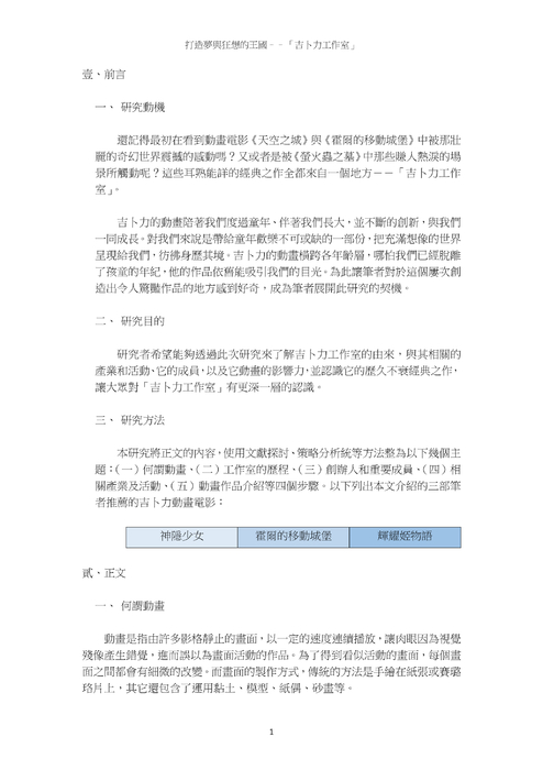 打造夢與狂想的王國––「吉卜力工作室」