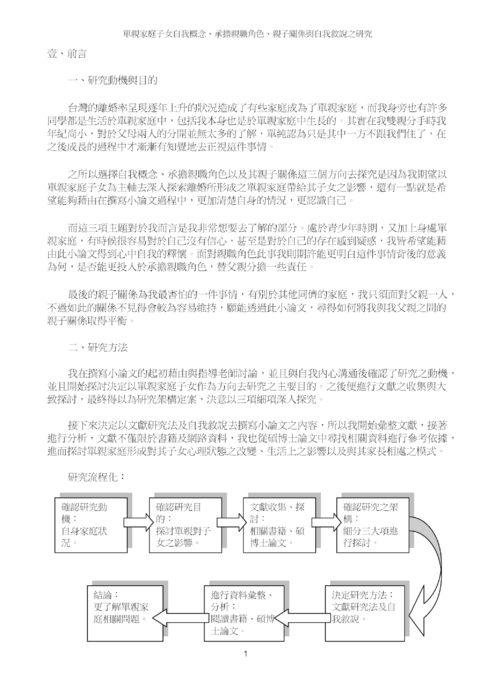 單親家庭子女自我概念、承擔親職角色、親子關係與自我敘說之研究